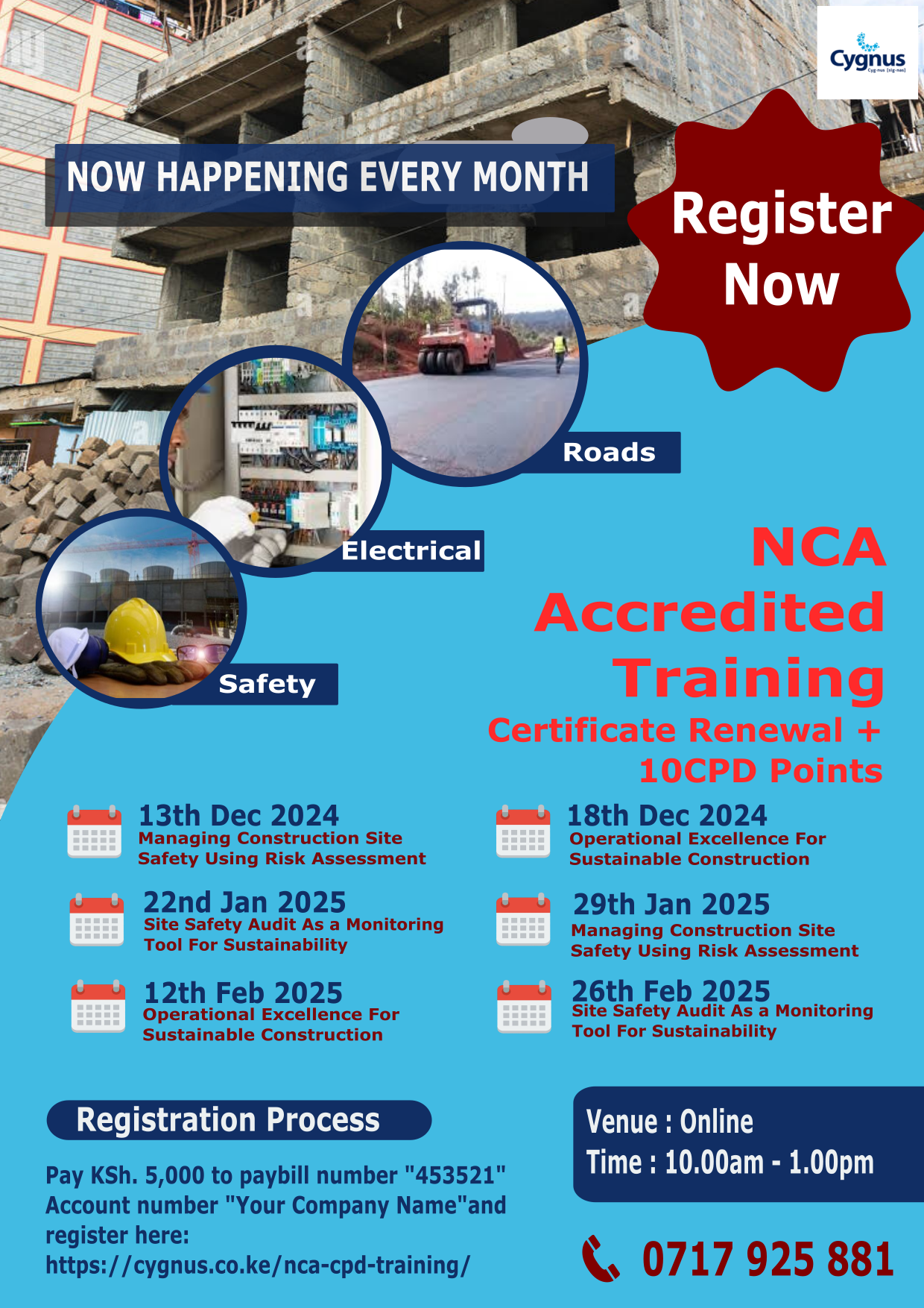 NCA CPD online training. Training for contractors, renewing NCA certificate, NCA license renewal, NCA card renewal. CPD points